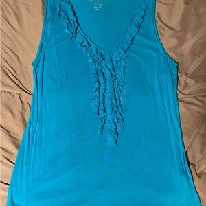 Chico's Vibrant Blue Ruffle Tank Top